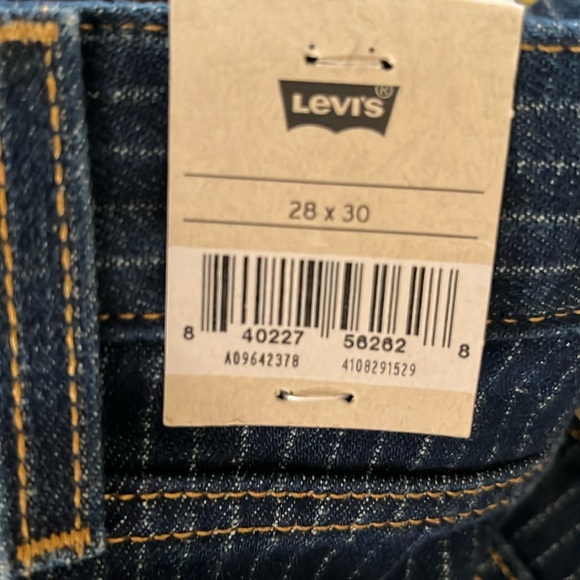 Levi's Dark Blue Pinstripe low pro Straight Leg Jeans - Picture 2 of 5